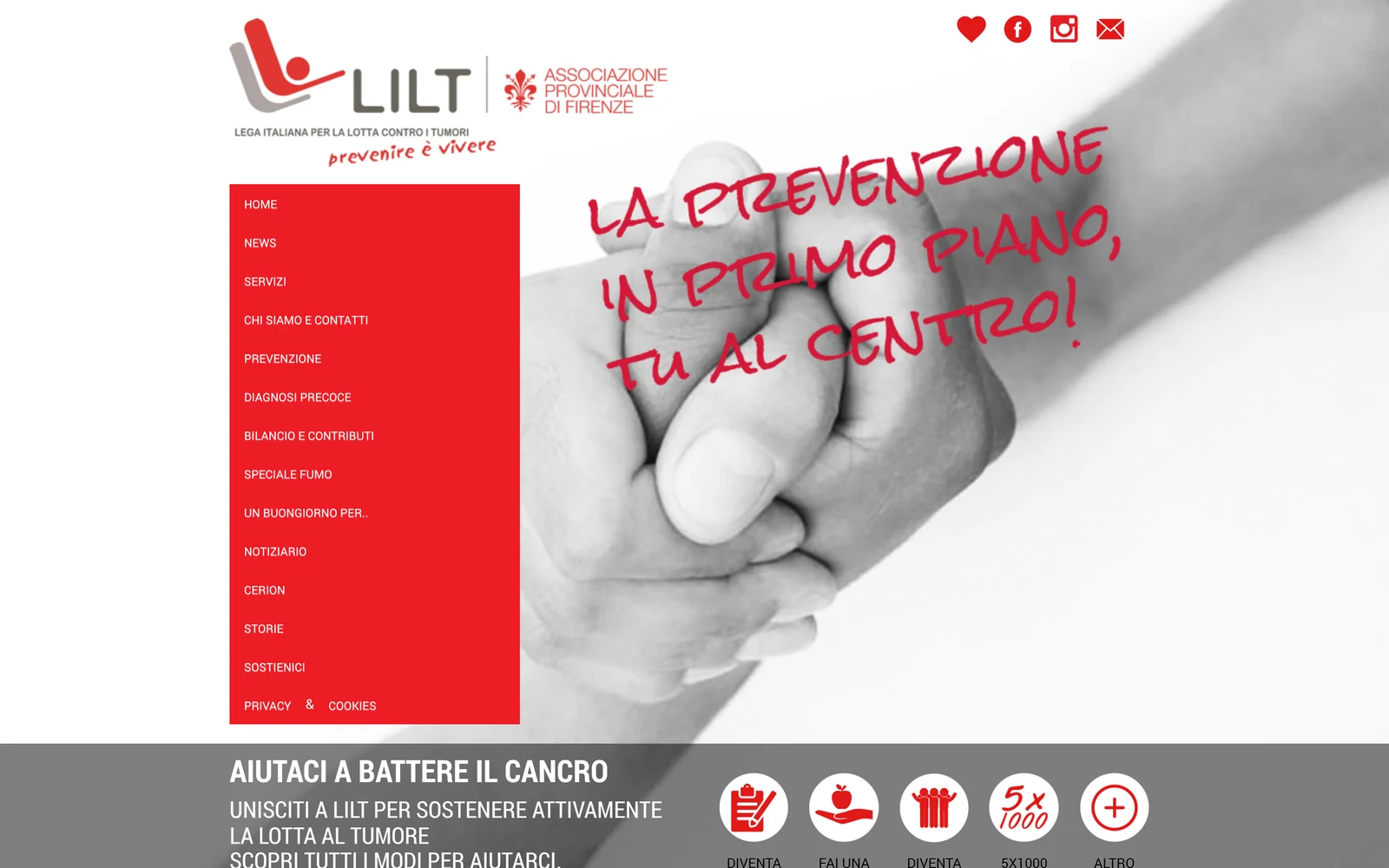 Sito web LILT Firenze (Lega Tumori) realizzato da Neotek