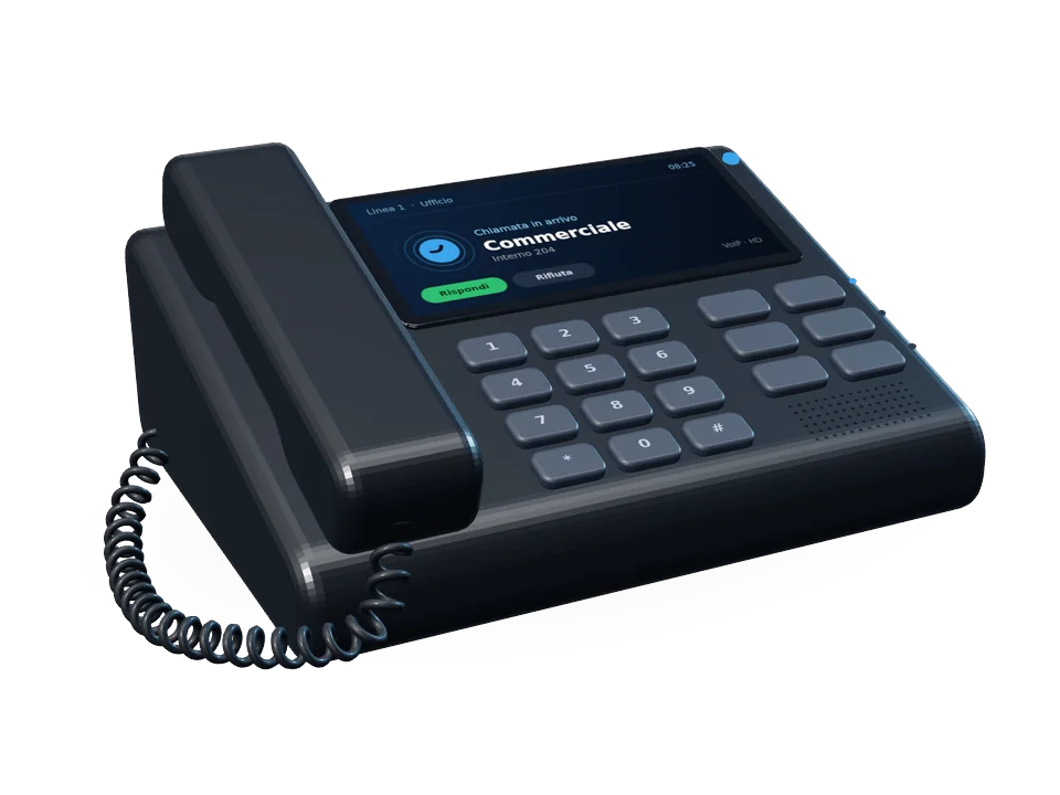 Telefono IP da scrivania con display a colori e cornetta